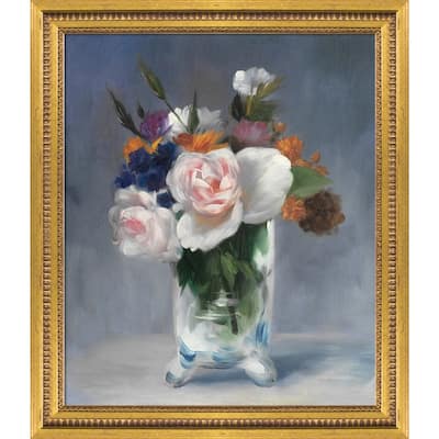 La Pastiche Flowers in a Crystal Vase with Versailles Gold Queen Frame Oil Painting Wall Art, 25"x29"