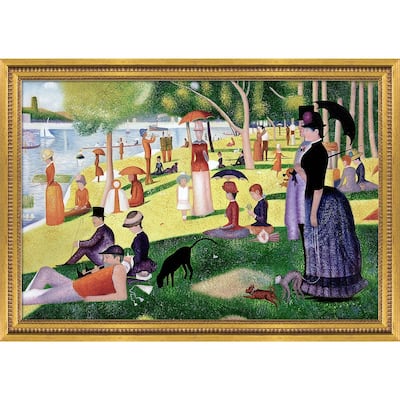 La Pastiche Sunday Afternoon on the Island of La Grande Jatte with Versailles Gold Queen Frame Oil Painting Wall Art, 41"x29"