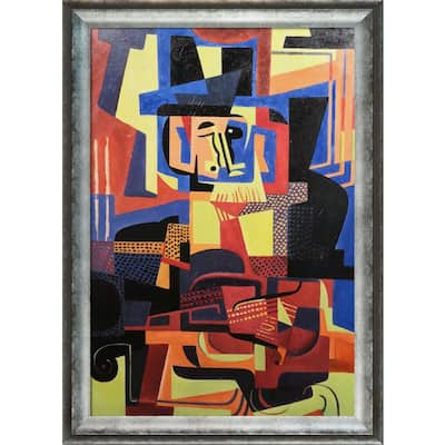 La Pastiche Man with Violin with Athenian Distressed Silver Frame Oil Painting Wall Art, 29"x41"