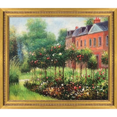 La Pastiche The Rose Garden at Wargemont, 1879 with Versailles Gold Queen Frame Oil Painting Wall Art, 29"x25"