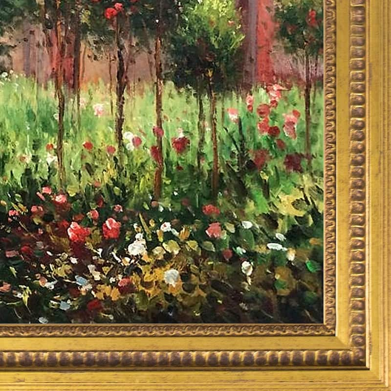 La Pastiche The Rose Garden at Wargemont, 1879 with Versailles Gold Queen Frame Oil Painting Wall Art, 29"x25"