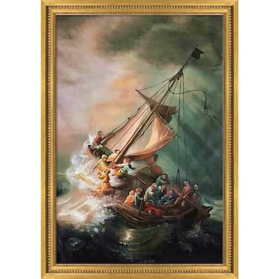 La Pastiche The Storm on the Sea of Galilee with Versailles Gold Queen Frame Oil Painting Wall Art, 29"x41"