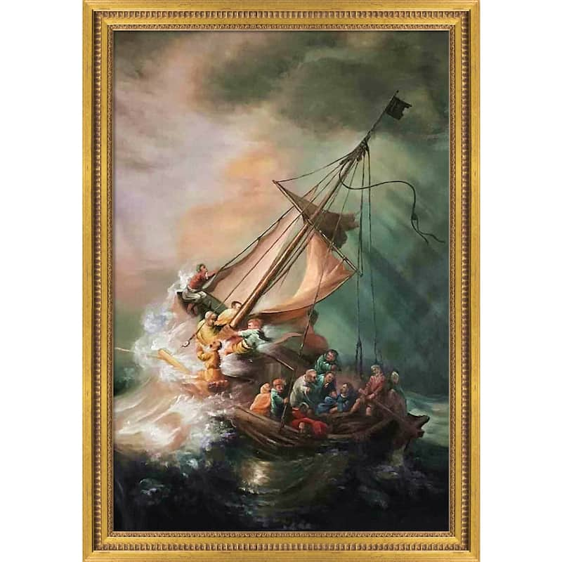 La Pastiche The Storm on the Sea of Galilee with Versailles Gold Queen Frame Oil Painting Wall Art, 29"x41"