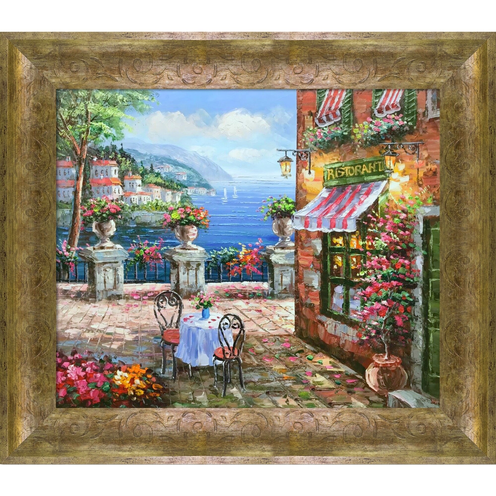 Shop La Pastiche Cafe Italy With Sirocco Frame Oil Painting Wall Art 31 X27 Overstock 30987500