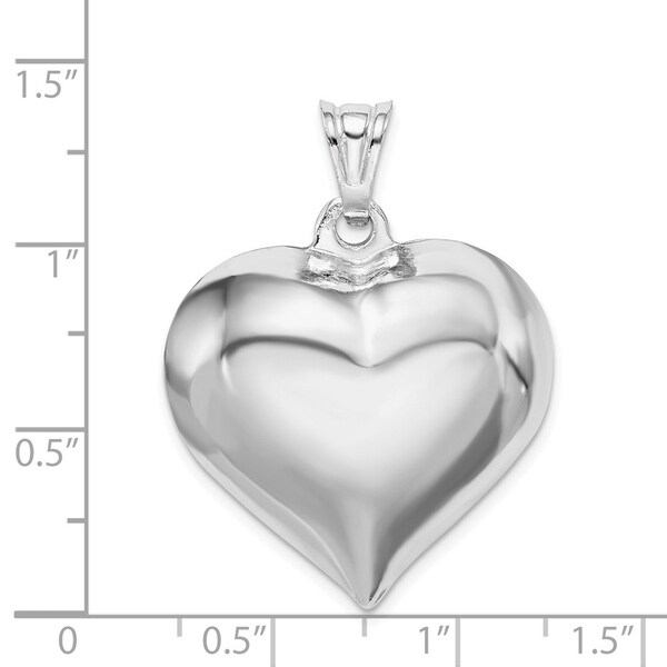 Sterling Silver Rhodium-plated Polished Diamond Cut Hollow Heart Pendant
