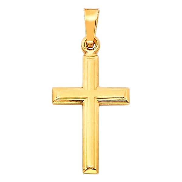 14k White Gold Solid Latin Religious Faith Cross 10x25mm Necklace Jewelry Gifts for Women 
