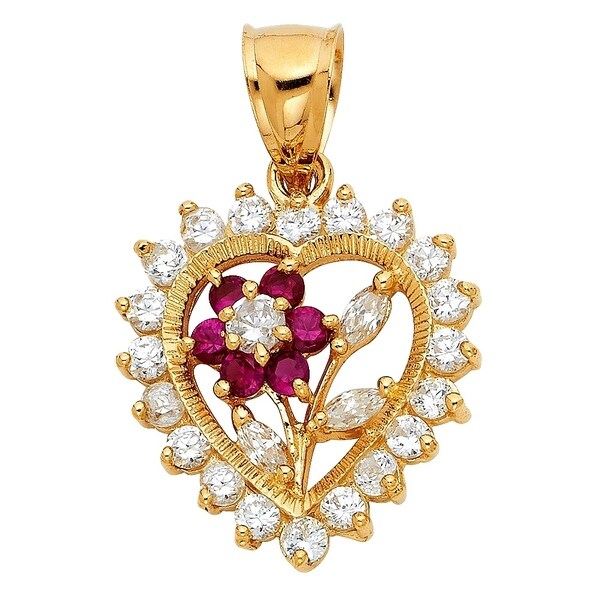 yellow gold cubic zirconia pendant