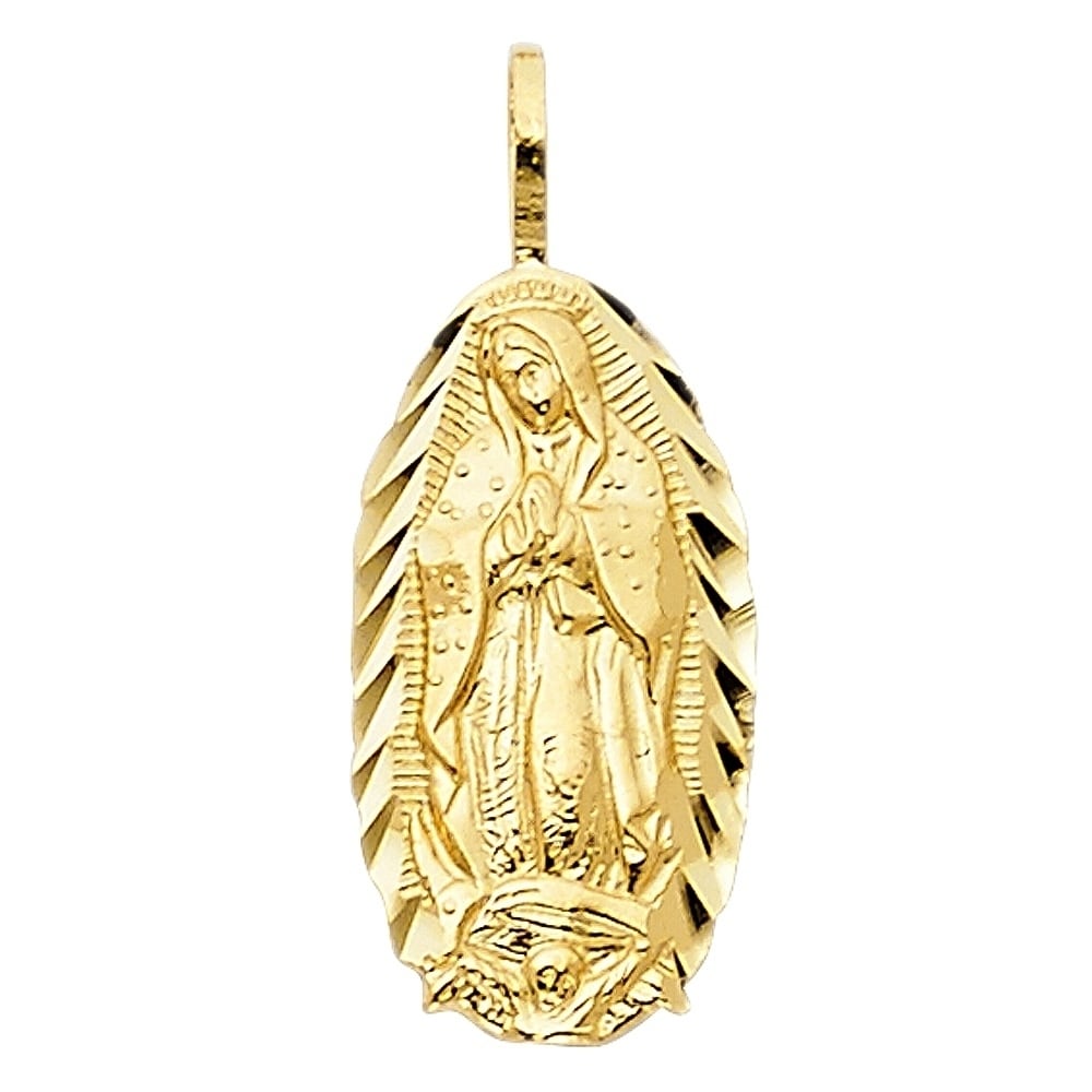 14k White Gold Religious Guadalupe Pendant Charm