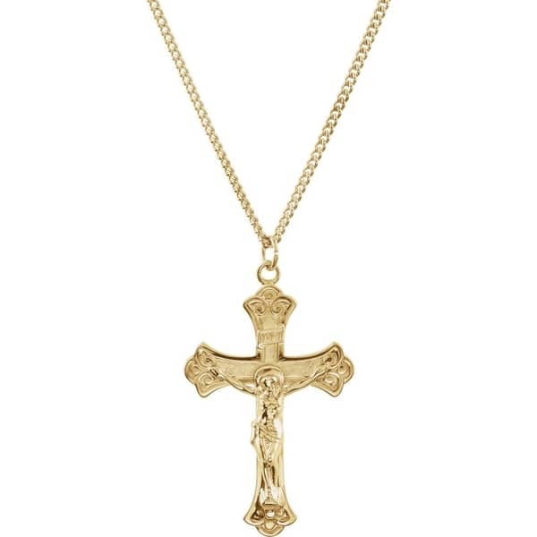 Silver Yellow Plated Crucifix Charm 26mm 