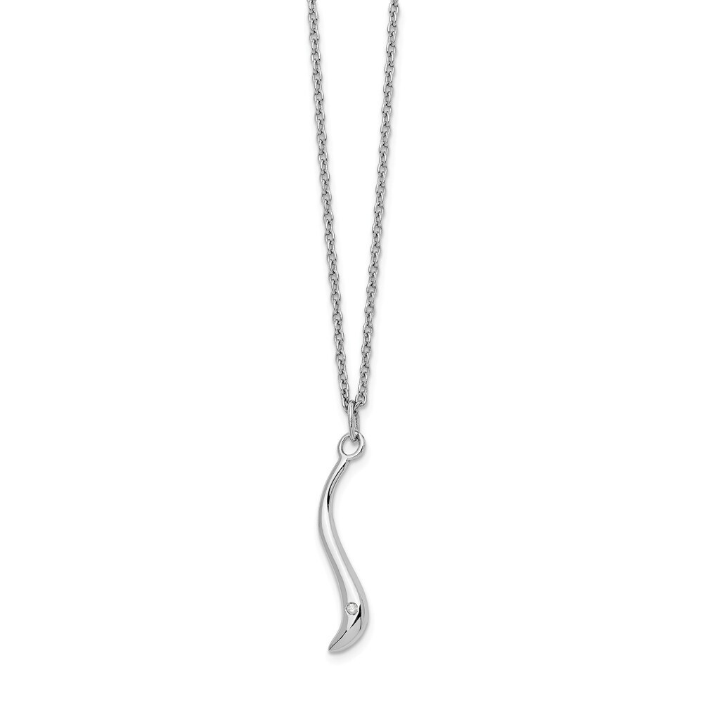 925 Sterling Silver Polished Rhodium-plated Lobster Claw Closure Pendant Necklace