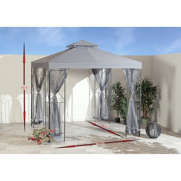 GREY Polenza 2.5m Cream Gazebo - Bed Bath & Beyond - 30989092