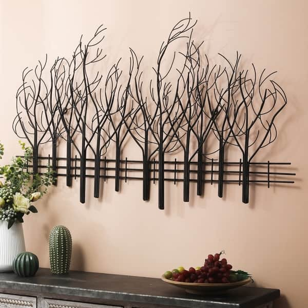 Black Metal Field of Trees Wall Decor - Overstock - 12