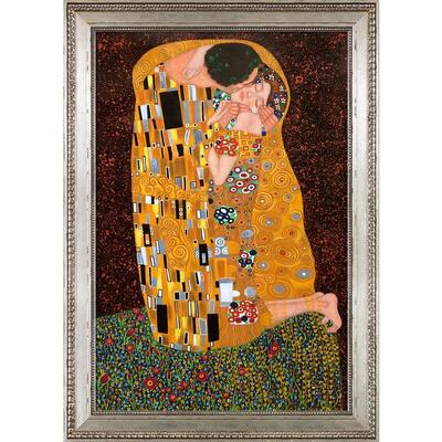 La Pastiche The Kiss (Full view) with Versailles Silver King Frame Oil Painting Wall Art, 30"x42"