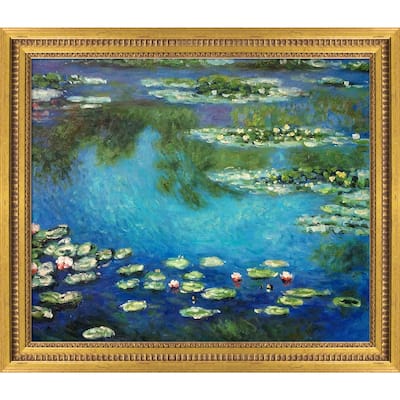 La Pastiche Water Lilies with Versailles Gold Queen Frame Oil Painting Wall Art, 29"x25"