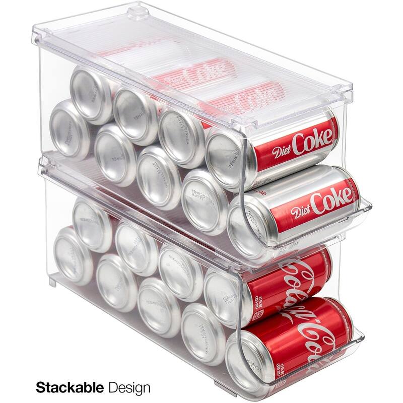 Clear Soda Can Organizer Holder With Lid, 9 cans