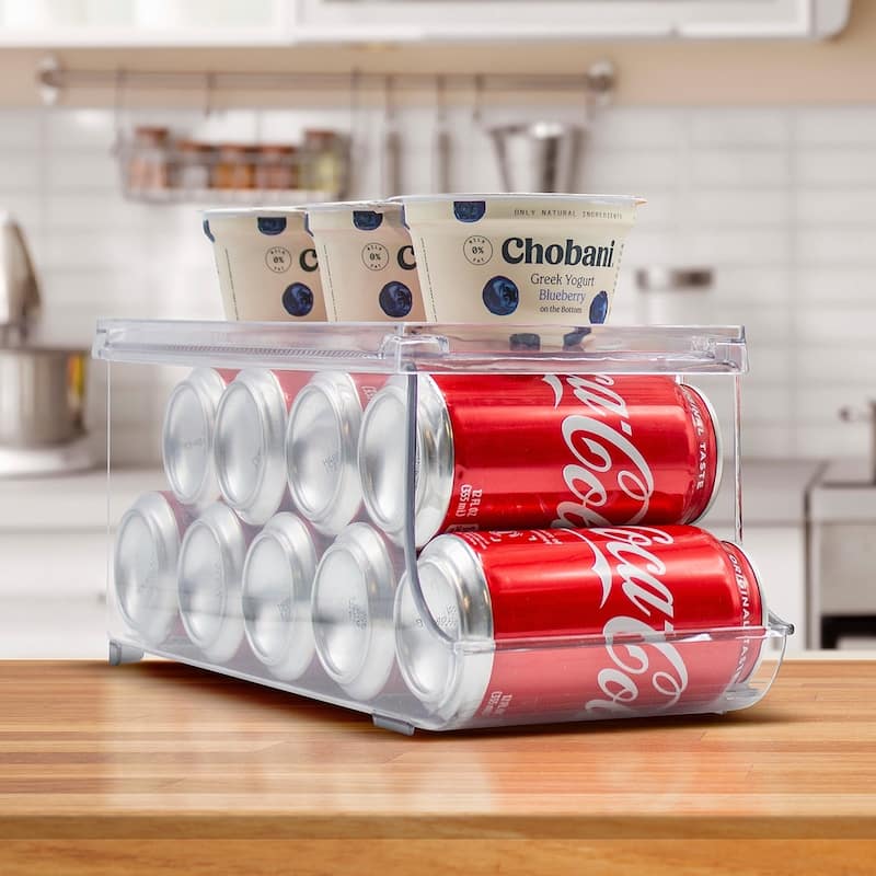 Clear Soda Can Organizer Holder With Lid, 9 cans