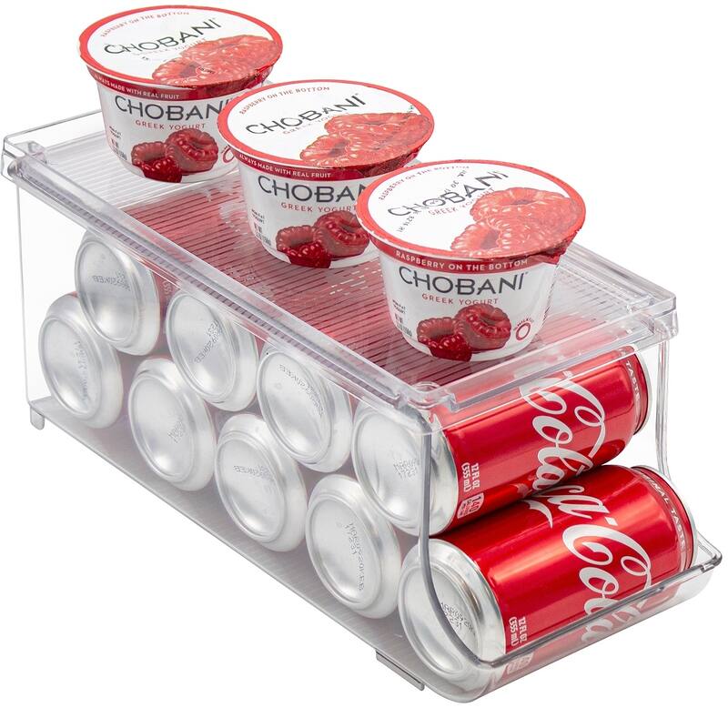 Clear Soda Can Organizer Holder With Lid, 9 cans