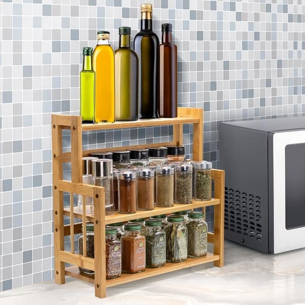 bamboo spice rack organizer for countertop