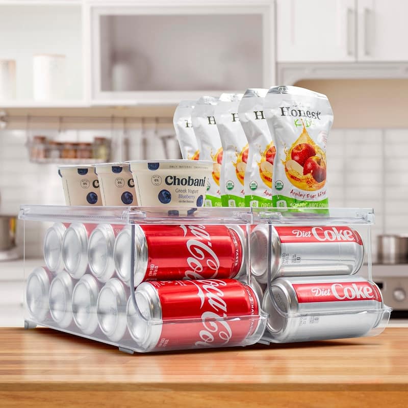 Clear Soda Can Organizer Holder With Lid, 9 cans (2-Pack)