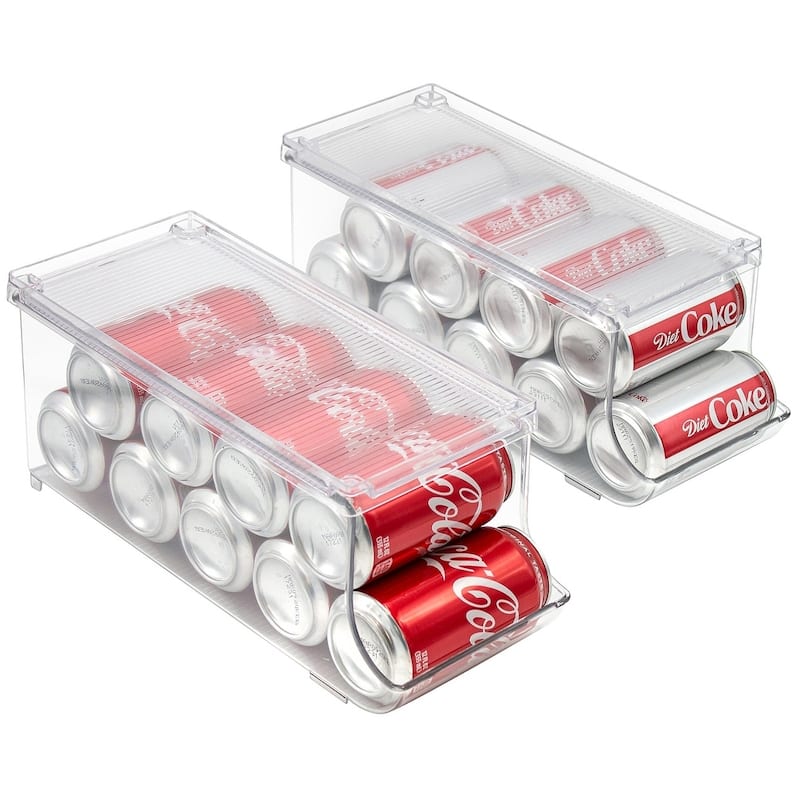 Clear Soda Can Organizer Holder With Lid, 9 cans (2-Pack)