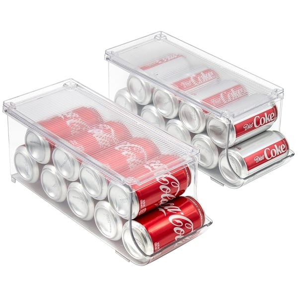 Sorbus Clear Soda Can Organizer Holder with Lid, 9 Cans (2-Pack)