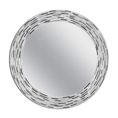 35 in. Charcoal Reeded Circle Wall Mirror - 35 x 35