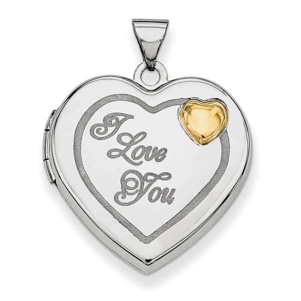 Shop Curata 925 Sterling Silver with 14k Gold Plated 21mm Love Heart Photo Locket Pendant ...