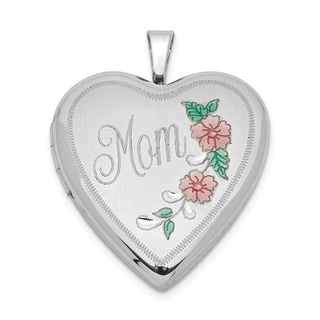 925 Sterling Silver Engravable Holds 2 photos Polished and satin Enameled Flowers Butterfly Angel Wings Love Heart Locket Jewelry Gifts for Women 