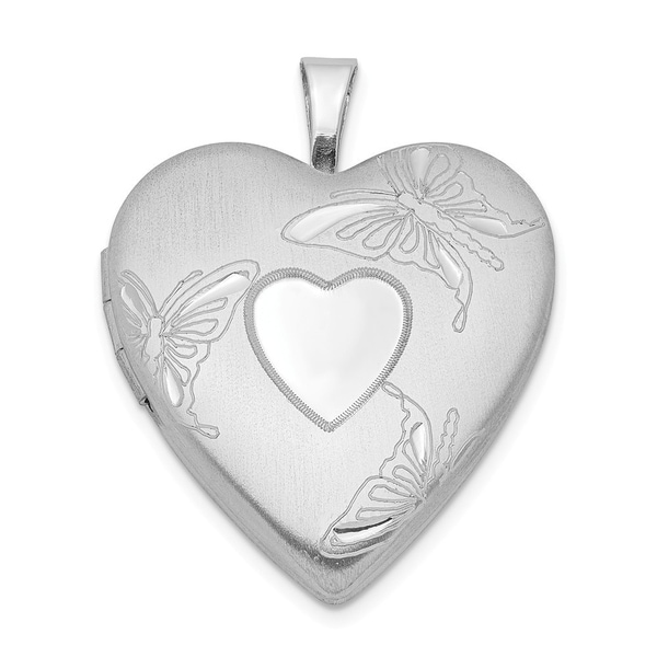 Sterling Silver 20mm Textured /& Polished Swirl Heart Locket