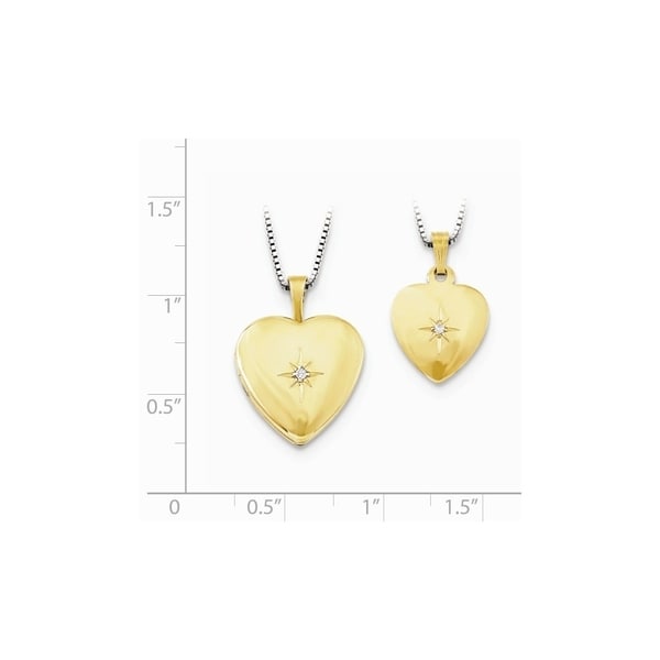 Sterling Silver Gold-plated 16mm Diamond Heart Locket//12mm Pendant