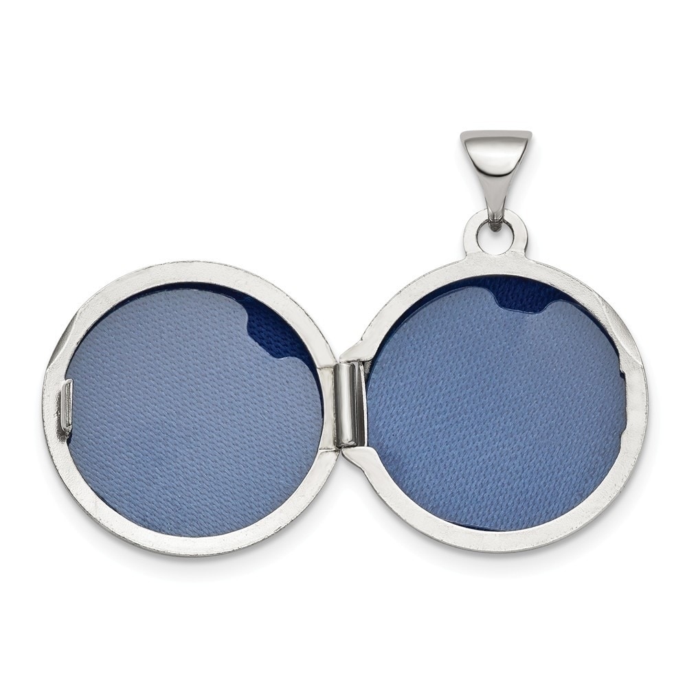 Sterling Silver Rhodium-plated Polished 32mm 2-Frame Oval Locket