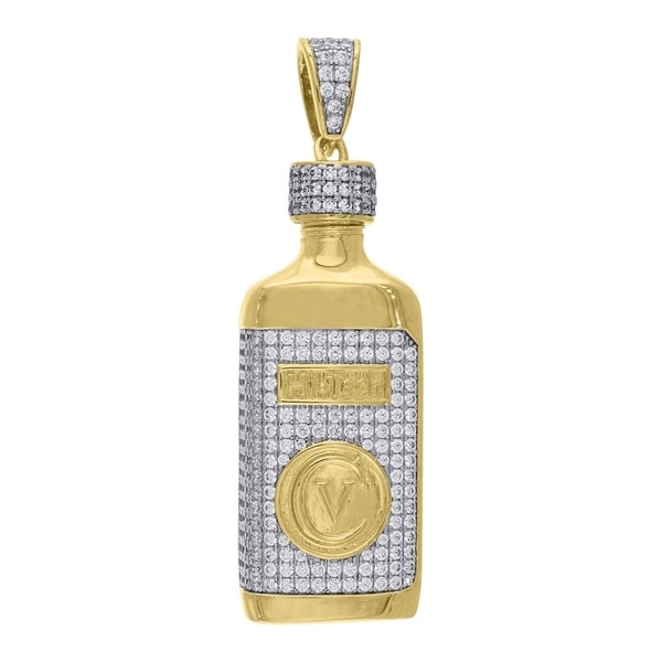 Curata Yellow tone 925 Sterling Silver CZ Cubic Zirconia Simulated Diamond Mens Hi Tech Cv Medicine Bottle Pendant Necklace Jewe. Opens flyout.