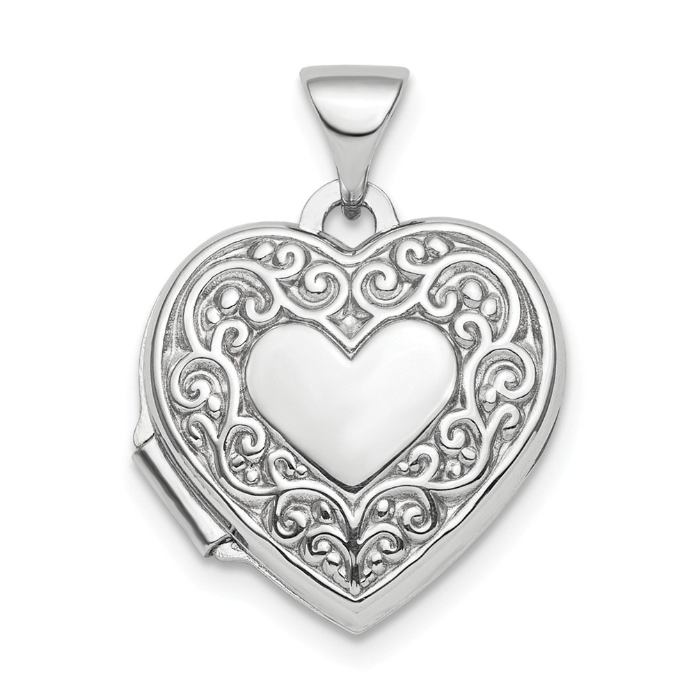 925 Sterling Silver Rhodium Plated Open Love Heart Pendant
