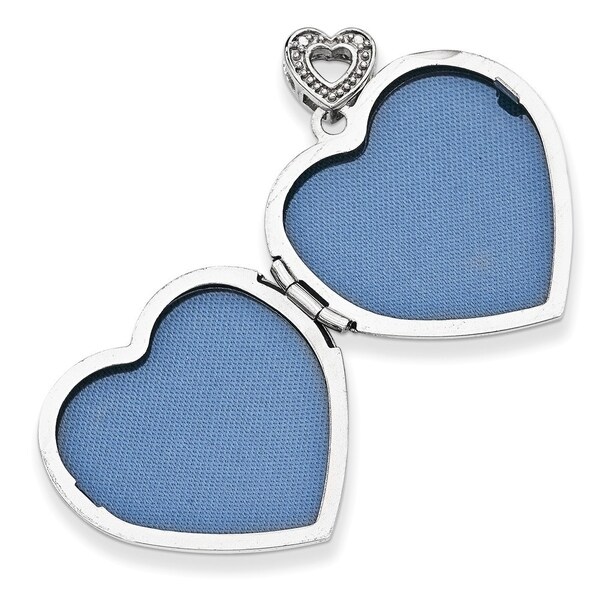 Solid 925 Sterling Silver Heart Polished Enamel Love Pendant 13mm x 24mm
