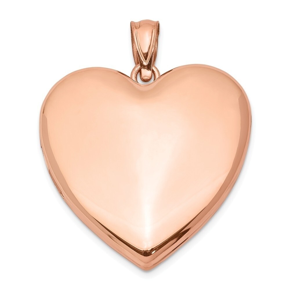 14k Rose Gold Heart Design Border 21mm Oval Photo Pendant Charm Locket Chain Necklace That Holds Pictures Fine Jewelry For Women Gifts For Her