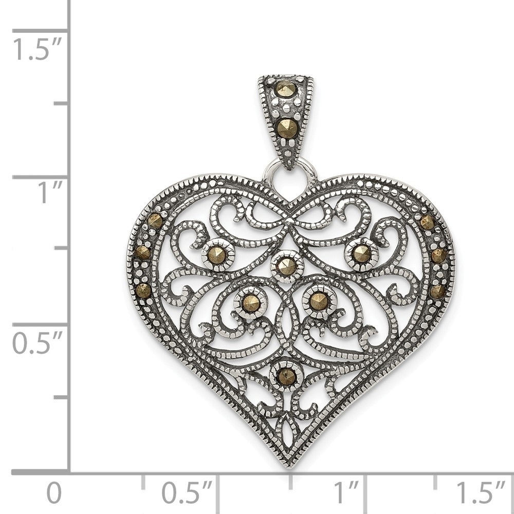 925 Sterling Silver Rhodium Plated Open Love Heart Pendant