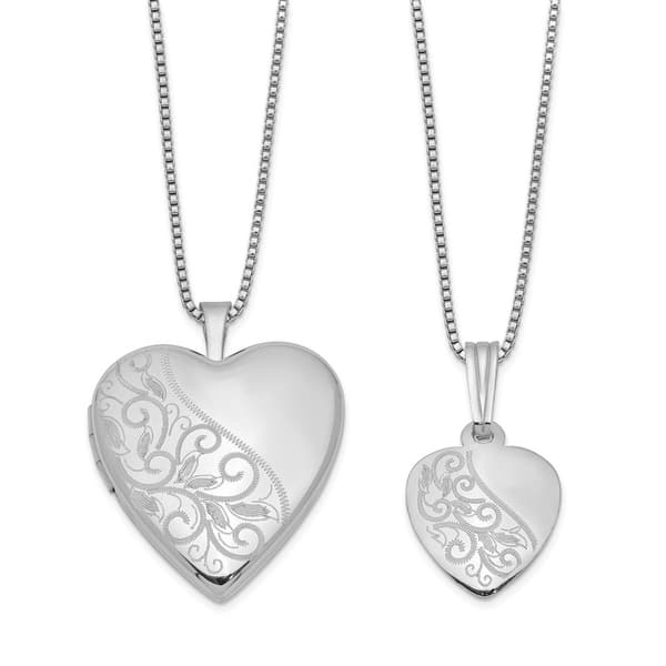 925 Sterling Silver Polished Black & White CZ Love In Heart Chain Slide Charm Pendant 925 Sterling Silver Polished Black & White CZ Love In Heart Chain Slide Charm Pendant