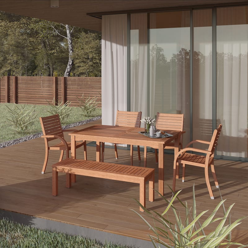Eucalytpus 6-piece Patio Dining Set - 6 Piece - Brown