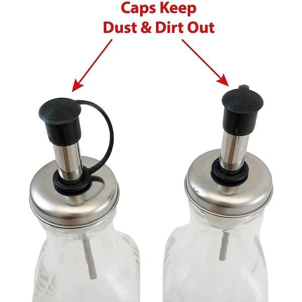 Sugar Dispenser /& Syrup Jar Spice Jar 7 Piece Durable Condiment Set Glass Bodies with Stainless Steel Tops Oil /& Vinegar Cruet Salt /& Pepper Shaker