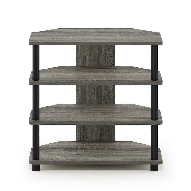 Furinno Turn-N-Tube Easy Assembly 4-Tier Petite TV Stand - French Oak Grey/Black
