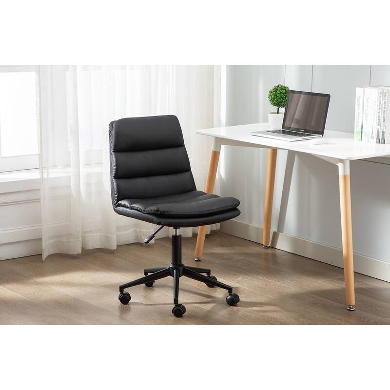 Porthos Home Egon Swivel Office Chair, PU Leather Upholstery, Armless