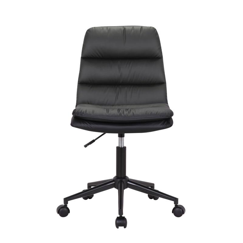 Porthos Home Egon Swivel Office Chair, PU Leather Upholstery, Armless