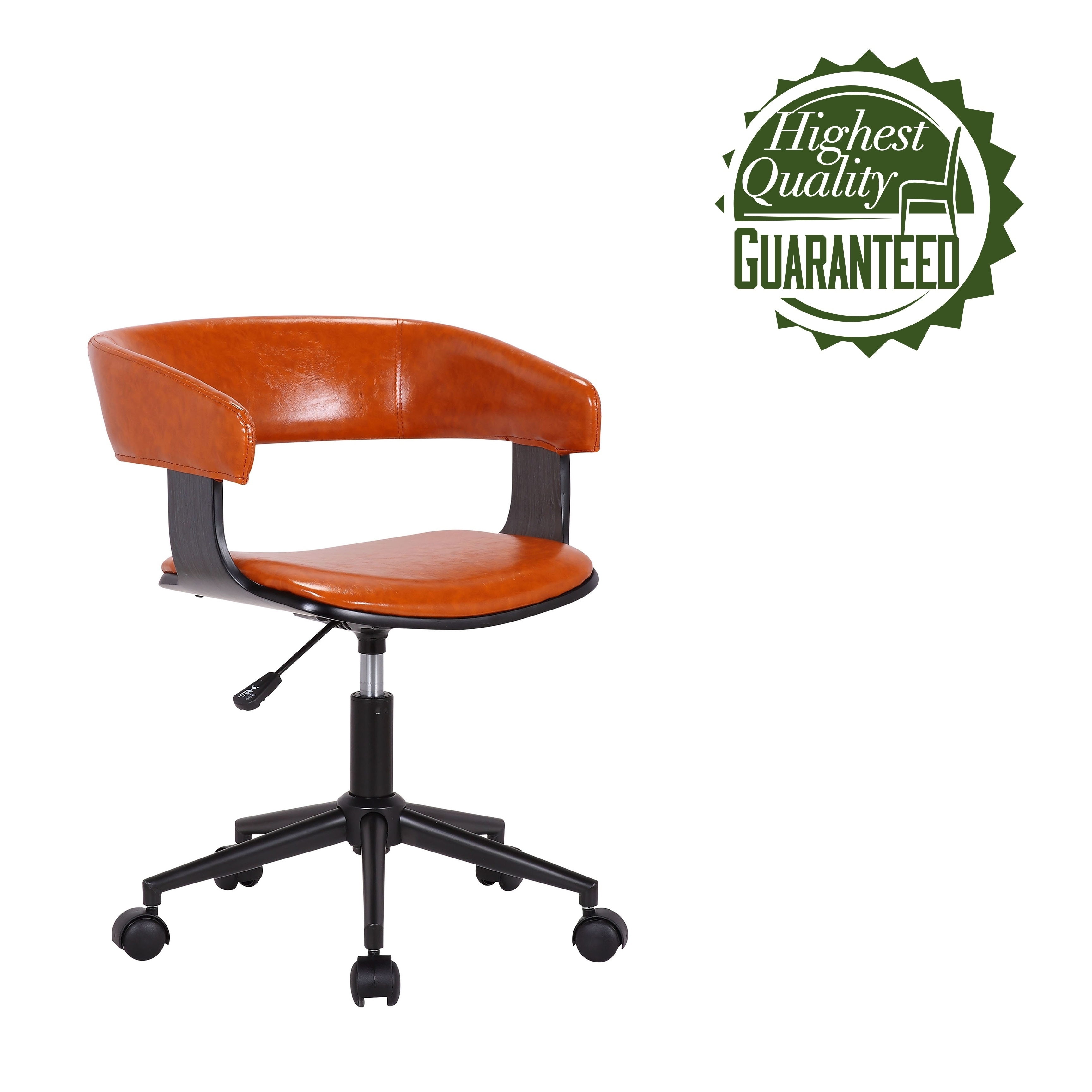 Suitable for Small Offices and Home Studios Adjustable Height and Durable Roller Wheels Porthos Home Friso Swivel Office Chair with Circular Low Back PU Leather Upholstery Suitable for Small Offices and Home Studios Adjustable Height and Durable Roller Wheels Porthos Home Friso Swivel Office Chair with Circular Low Back PU Leather Upholstery