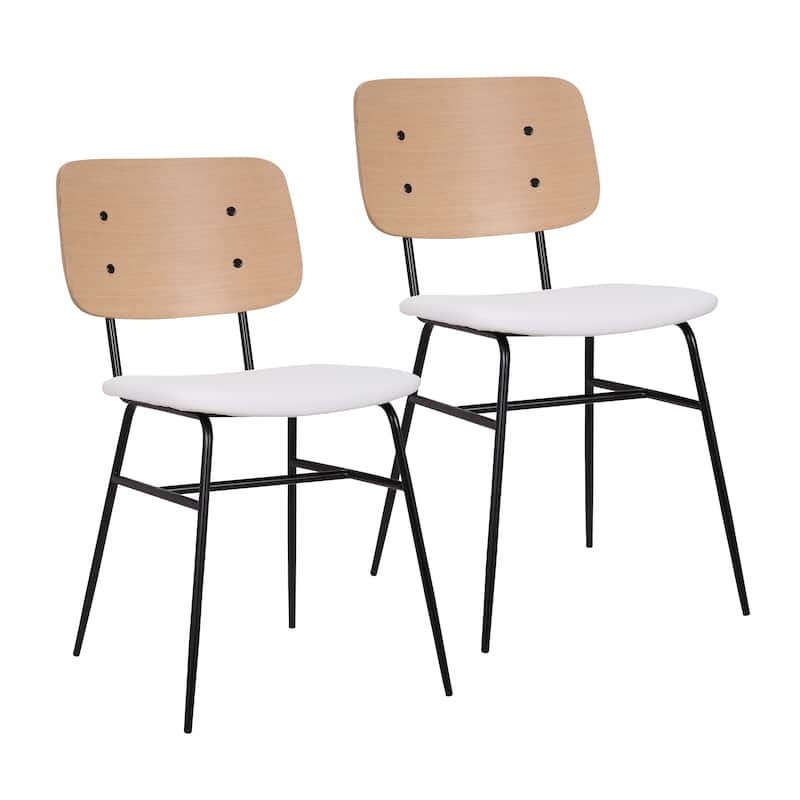 Porthos Home Edsel Set of 2 Dining Chairs, PU Leather, Steel Frame - White
