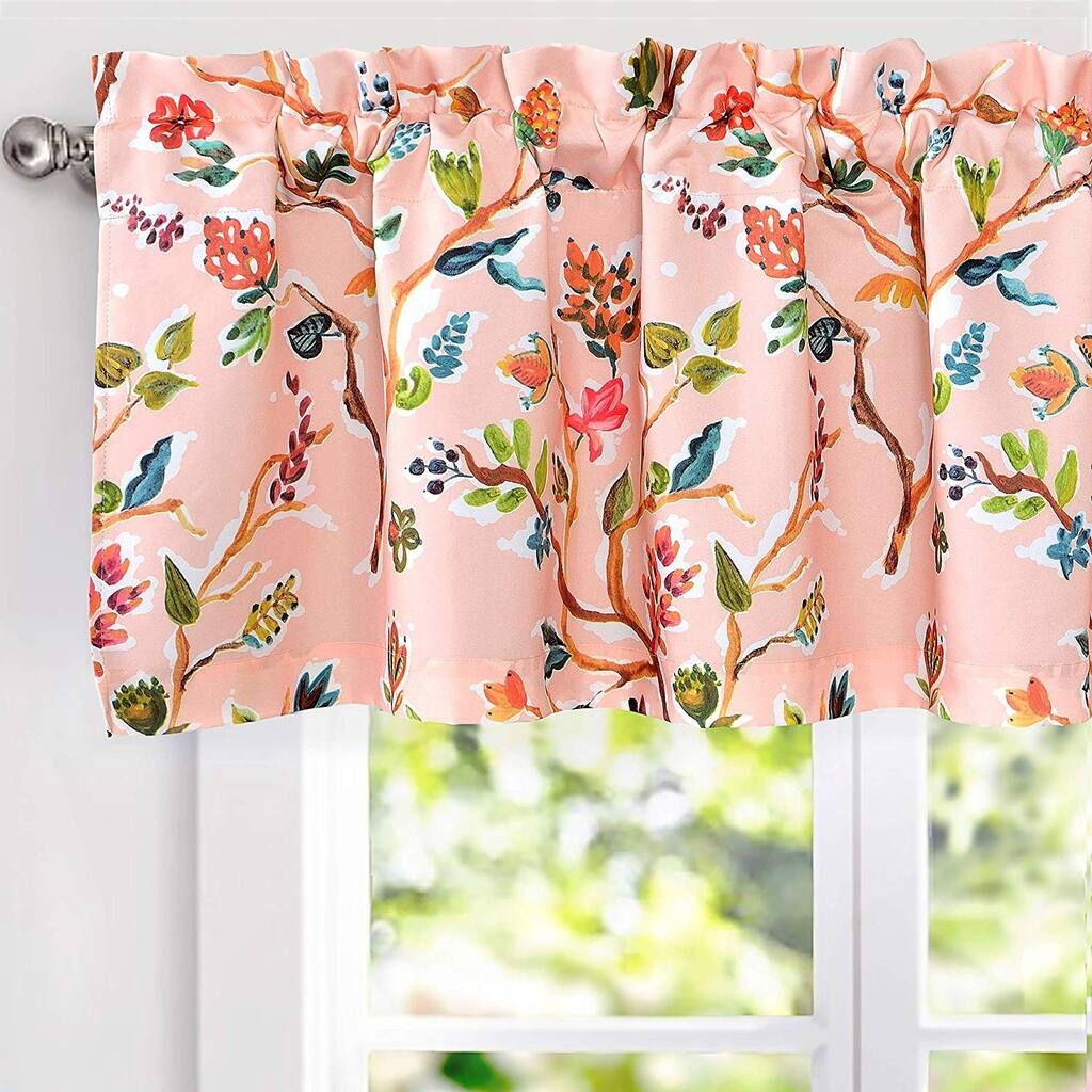 DriftAway Lauren Colorful Watercolor Tree Pattern Window Curtain Valance - 52'' width x 18'' length - 52'' width x 18'' length