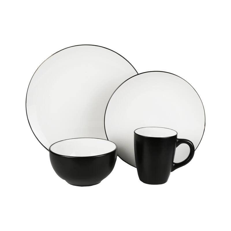 American Atelier Bistro White And Black 16-Piece Dinnerware Set