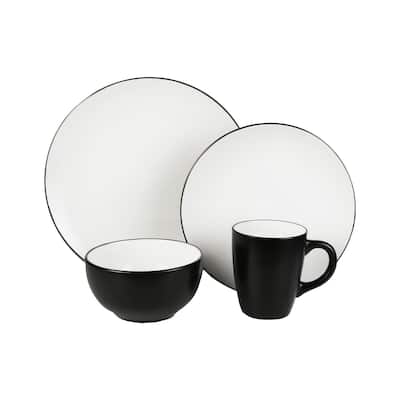 American Atelier Bistro White And Black 16-Piece Dinnerware Set