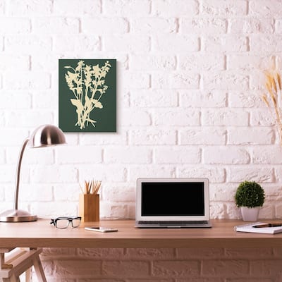 Stupell Silhouette Plant Green Yellow Design Canvas Wall Art