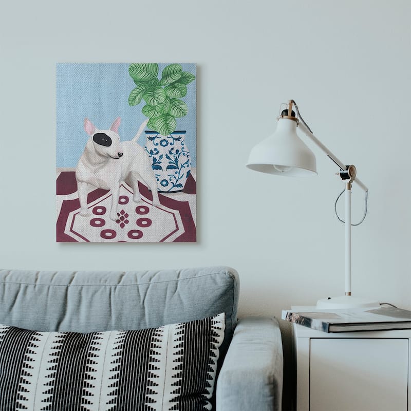 Stupell Dog And Vase Animal Pet Painting Canvas Wall Art