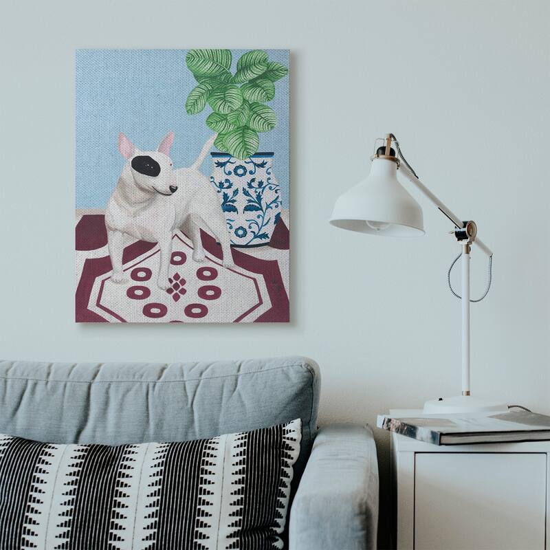 Stupell Dog And Vase Animal Pet Painting Canvas Wall Art